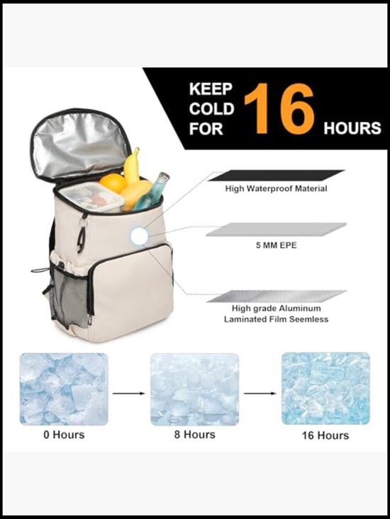 Insulated Backpack Cooler Leakproof Soft Lightweight 30 Can Picnic Beach Travel main image 4